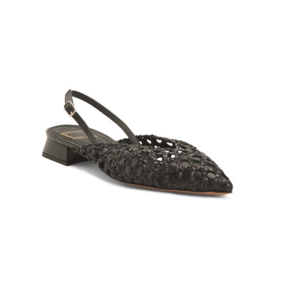 DOLCE VITA Black Made In Italy Leather Cyndi Slingback Flats - Picture 1 of 2